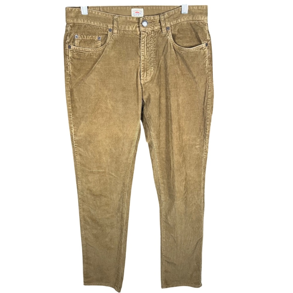 Faherty Corduroy Pants Mens 32 Tan Brown Organic Cotton Stretch 5-Pocket